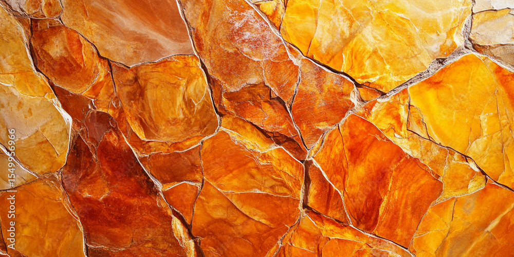 Poster Vibrant display of orange and red fire-like stone textures Generative AI
