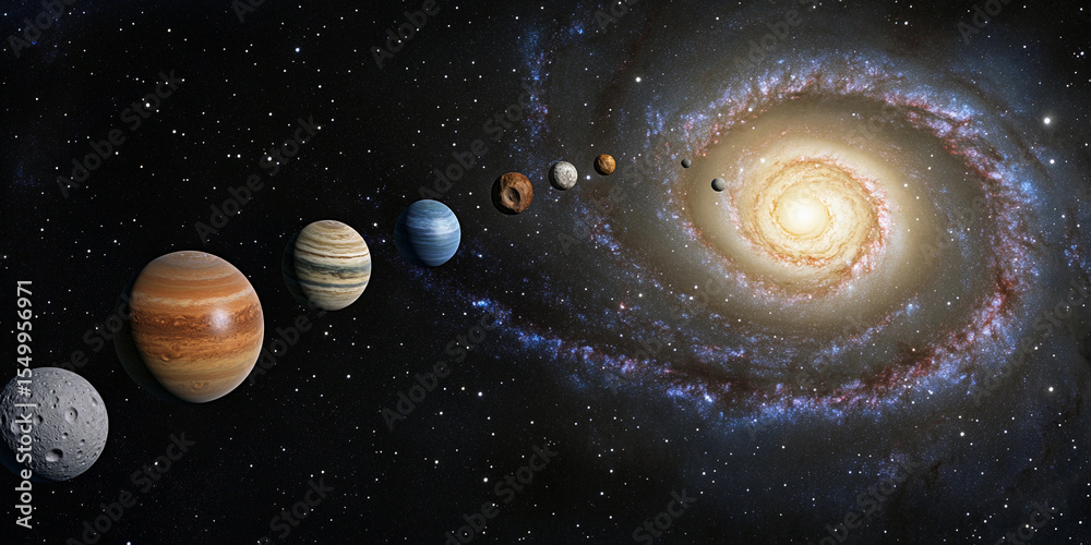 Poster Exploring the wonders of the solar system with vibrant planets Generative AI