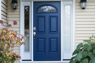Fototapeta premium Elegant royal blue front entry with stylish details Generative AI