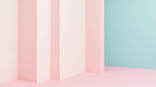 Abstract pastel background in 3D with pink and blue walls  