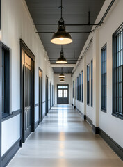 Elegant Industrial Style Hallway with Modern Lighting