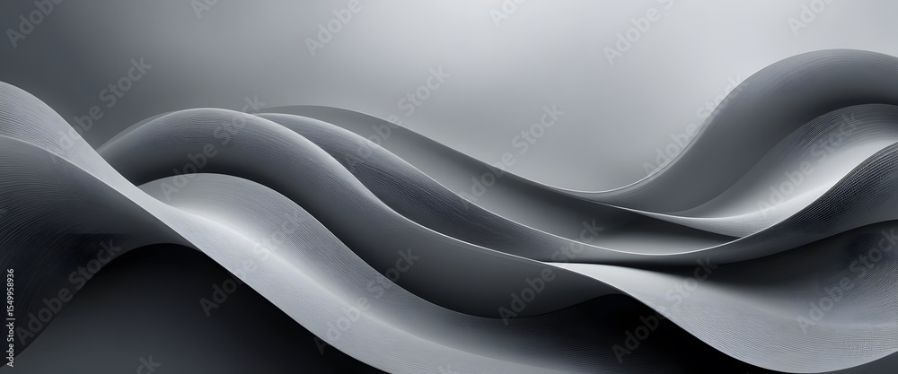 Poster Abstract Gray Gradients, Smooth Curves, Soft Textures Create Depth. Serene Designs Are Suitable For Backgrounds. Elegant And Calming Visuals Can Bring Intrigue.