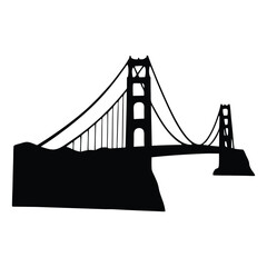 Golden Gate Bridge Silhouette Vector Illustration Icon Black White