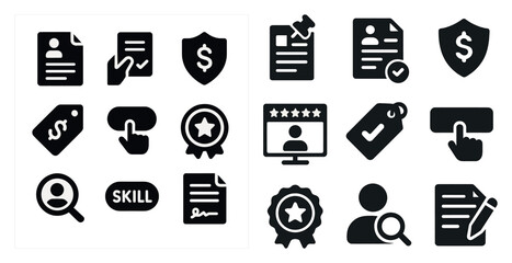 Business and finance icons set &ndash; filled, solid, professional symbols for corporate use
