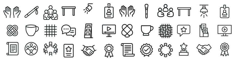 Obraz premium Wellness and mindfulness icons set - outline, linear, self-care symbols