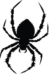 Helloween Scary Spider With Net Silhouette Vector Illustration Clipart