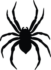 Helloween Scary Spider Silhouette Vector Illustration Icon Black White