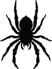 Helloween Scary Spider Silhouette Vector Illustration Icon Black White