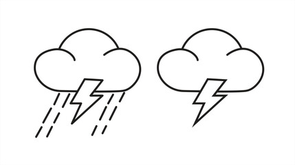 rain and lightning icon, line symbol sign, eps 10 on white background, vector illustration