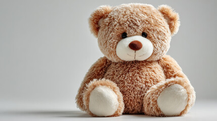 Obraz premium Soft teddy bear placed against a white background