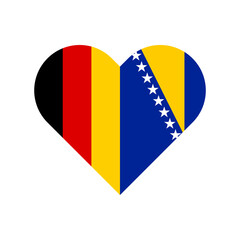 unity concept. heart shape icon of germany and bosnia flags. vector illustration isolated on white background	