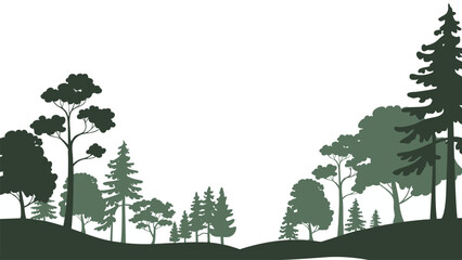 Obraz premium Pine Tree Forest Hill Silhouette Nature Landscape Illustration