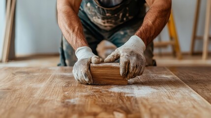 A skilled craftsman intently working with wood, showcasing dedication, artistry, and the intricate process involved in creating handcrafted wooden items.