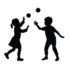 Frise-Jeux d'enfants silhouette vector illustrations on white background