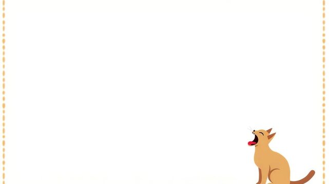Cartoon dog sitting and looking playfully on blank white background  postcard  International Cat Day