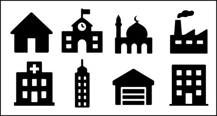 Fototapeta premium Building Silhouette Icons