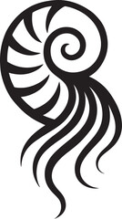 Nautical shell tattoo decorative design, Ornamental seashell vector artwork