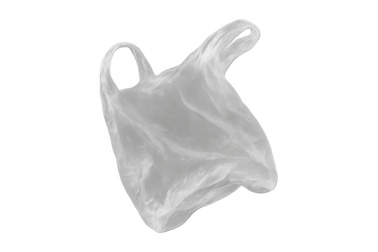 Realistic plastic bag floating on transparent background, perfect for adding shopping elements to compositions