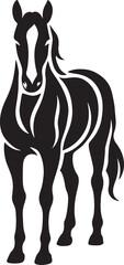Horse silhouette elegant black and white figure, Strong horse shape for design use
