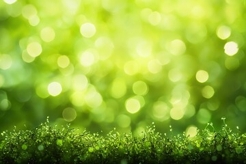 Mossy green ground, blurred background of forest, macro photography, shallow depth of field