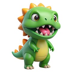 Fototapeta premium A cute, funny, green baby dinosaur character illustration