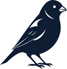 black and white Robin silhouette vector icon 