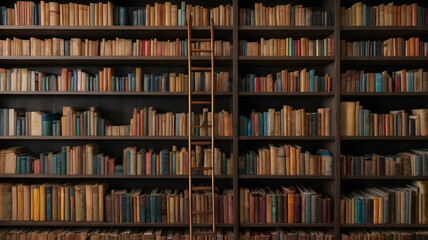 Cozy Bookshelf Wall Close-Up – Home Office Background