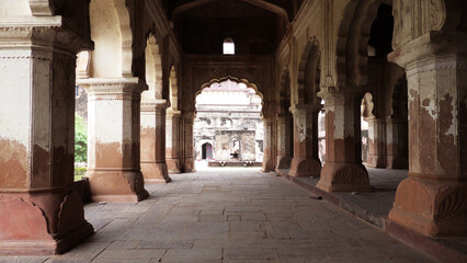 An interior view of Orchha Fort, Orchha, Madhya Pradesh, India