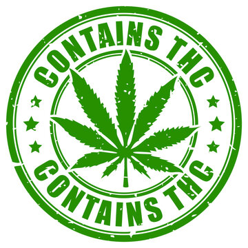 Contains THC green rubber stamp