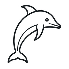 Minimal dolphin vector illustration. Outline dolphin jumping icon. 