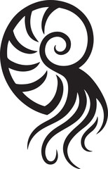 Nautical shell intricate tattoo art, Sea themed detailed silhouette illustration