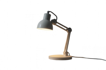 White adjustable desk lamp task lighting for home office study reading on transparent background