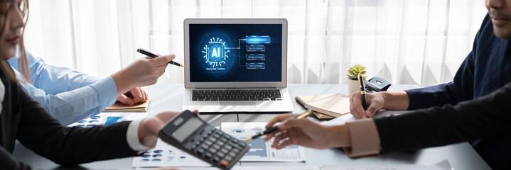 Business intelligence and data analysis concept. Analyst team working on financial data analysis...