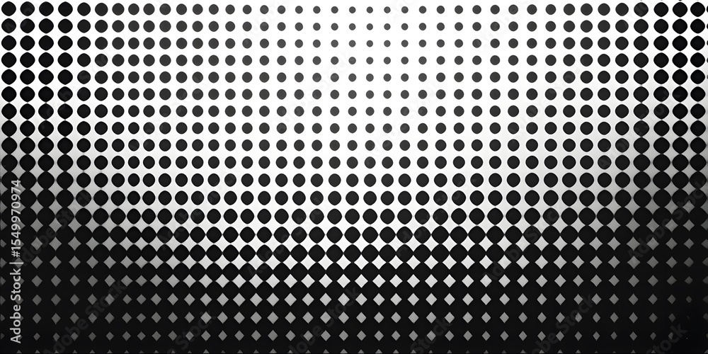 Poster Abstract Halftone Pattern, Grayscale Dot Matrix, Texture Background. Black, White Dots Create Depth, Openness. Modern Graphic Resource Ideal For Designers Seeking Minimal Contrast. Background Element