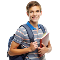 Confident Young Student Embracing Educational Opportunities isolated on transparent baackground
