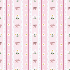 Vintage seamless pattern with floral design, shabby chic summer background, coquette wallpaper