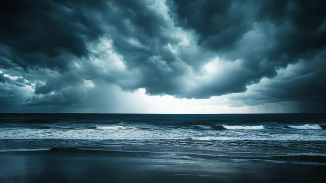 Dark Stormy Clouds Over a Turbulent Ocean