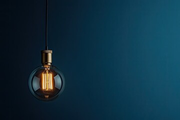 Warm incandescent bulb against dark wall