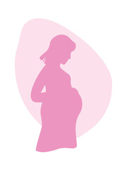Silhouette of a pregnant woman in profile. Vector graphics.