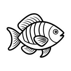Obraz premium Oscar fish outline vector. Freshwater fish line art illustration.