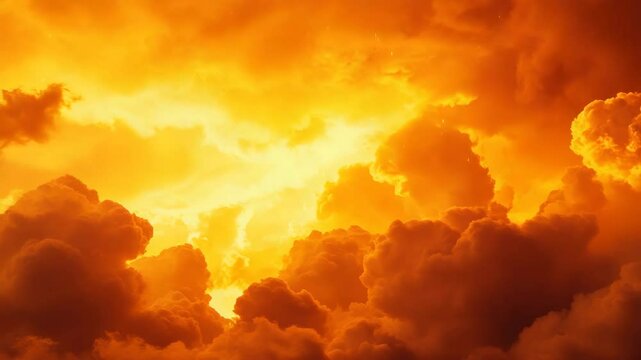 Fiery Orange Sunset Cloudscape Dramatic Sky Background