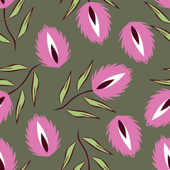 Cute vector floral seamless pattern. Colorful flowers background. Trendy repeat texture for fashion print, wallpaper or fabric.
