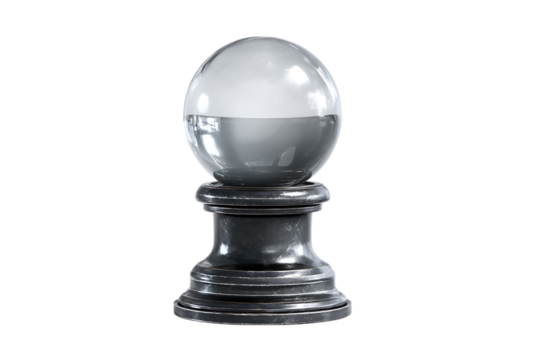 Crystal ball on a dark stand. Mystical, fortune telling.