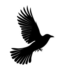 Obraz premium a black and white silhouette of a bird in flight bird, black, flight, fly, icon, silhouette, wing , Generative art.