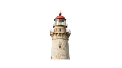 Majestic Lighthouse Tower Detail Stone Structure and Red Lantern Room