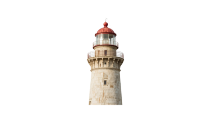 Majestic Lighthouse Tower Detail Stone Structure and Red Lantern Room