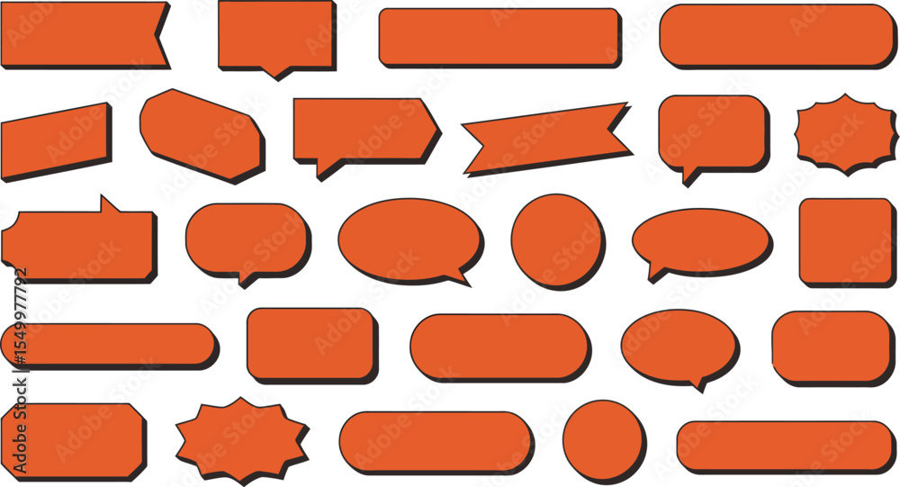 Poster orange speech bubble collection vector set for message and communication design elements on white ba
