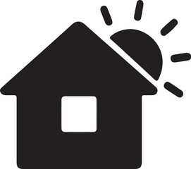 House with Sunrise Silhouette – Real Estate Logo Vector