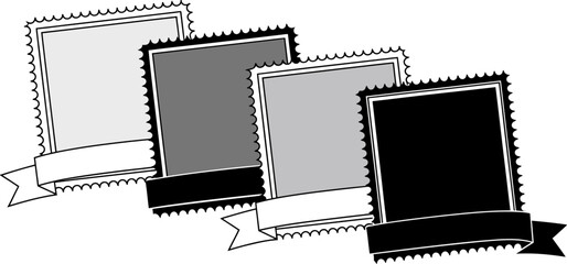 Vintage photo frames with ribbon banners scrapbook design element vector illustration graphic template editable stock vector illustration