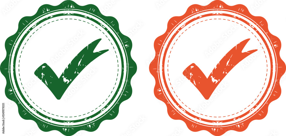 Poster Check mark vector stamp illustration green and red approval sign for web design and print materials editable stock vector illustration